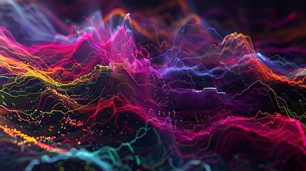 Wall Mural - Vibrant Ethereal Waves of Digital Artistry