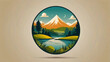 © Fenji - vector landscape logo in the shape of a circle