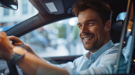 Wall Mural - The happy car driver