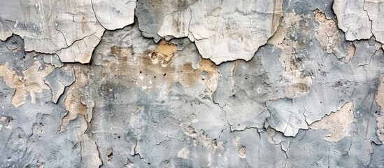 Poster - High-resolution texture background for design with an aged concrete wall showing cracked and peeling paint, an ideal copy space image.