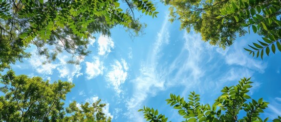 Poster - Capture tree branches framed against a sky backdrop with copy space image.