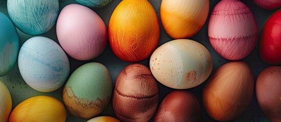 Poster - Easter eggs with various colors provide a lively copy space image.