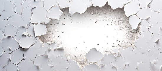 Leinwandbilder - A hole on a white paper against a light background with copy space image.