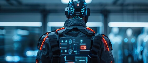 Wearable computers embedded in clothing provide seamless connectivity and computing power on the go, transforming how we interact with technology in everyday life, with copy space