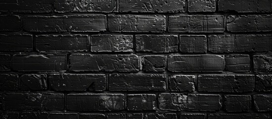 Poster - Brick wall background in black with space for text or image.