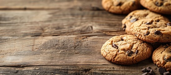 Poster - Homemade cookies close-up on a wooden table with ample space for copying images.