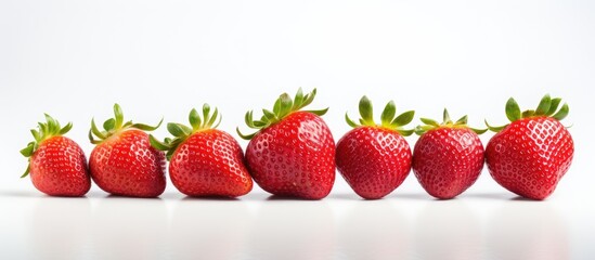 Aufkleber - Fresh ripe strawberries portrayed on a clean white surface with ample copy space image for text or graphics.