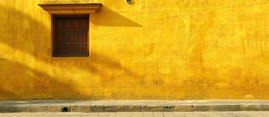 Poster - Vintage yellow wall providing a nostalgic backdrop with space for copy images.
