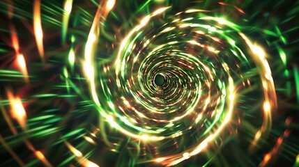 Poster - Bright abstract swirls of light - dynamic energy background with green, red and yellow hues