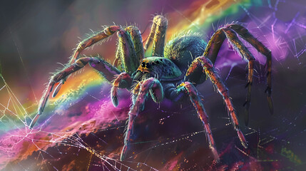 fairy tale spiders weaving rainbows