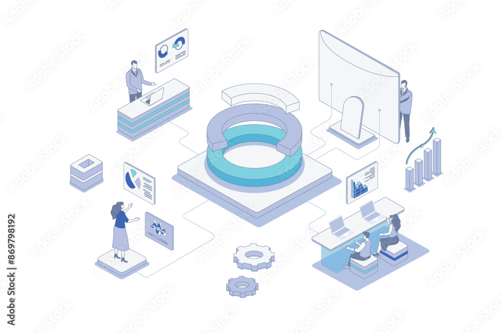 Data analysis isometric concept in outline isometry design for web ...
