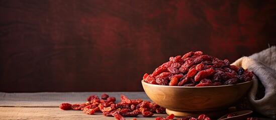 Poster - Light background enhances bowl filled with dried barberries, creating an appealing copy space image.