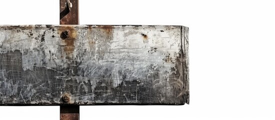 Poster - Empty metal sign with blank space for text, isolated on a white background.