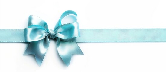 Aufkleber - Light blue gift bow ribbon with copy space image on a white background.