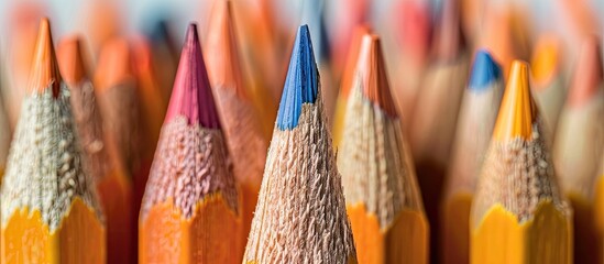 Aufkleber - Image showing shallow depth of field for a background of pencils, with focus on the front pencil, ideal for copy space.