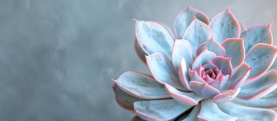Poster - a lovely echeveria plant is set against a soft, muted light gray backdrop, creating an elegant compo