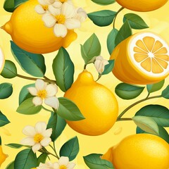 Poster - Lemon patterns wallpaper 