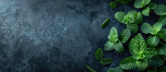 Aufkleber - Fresh mint leaves create an organic food concept with a copy space image.