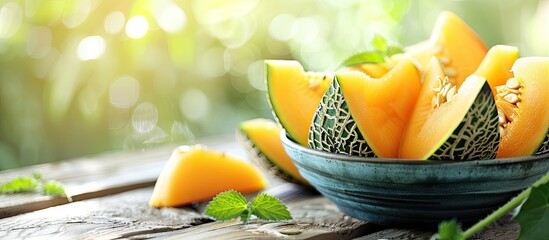 Poster - Melon, a juicy and refreshing fruit with a vibrant color, is a great option for a healthy snack or dessert.