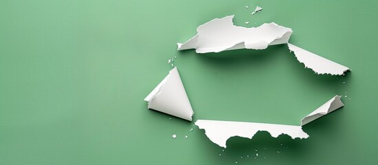 Poster - Copy space image of a hole in white paper against a green backdrop.