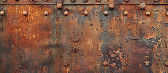 Poster - Weathered rusty iron providing a vintage backdrop and texture for a copy space image.