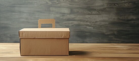 Aufkleber - Preparing a cardboard box with a handle for a product display with copy space image.