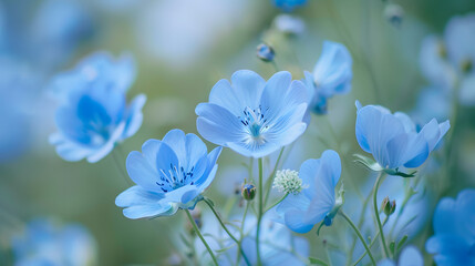 Wall Mural - beautiful light blue flowers