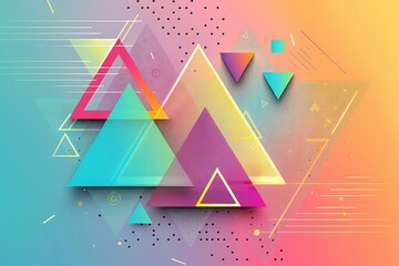 Wall Mural - Colorful Geometric triangle shape with simple triangle line art vector illustration background