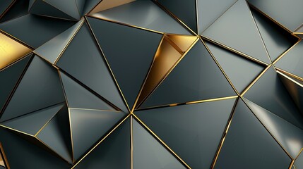 Wall Mural - Abstract art with luxurious shiny gold geometric patterns. gray background For making modern banners and printed business card images