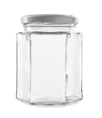 Wall Mural - One empty glass jar isolated on white