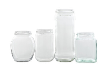 Wall Mural - Many empty glass jars isolated on white