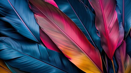 Wall Mural - Abstract leaves form a vibrant background, a colorful display of plant life. Nature's design in art, a depiction of green leaves.