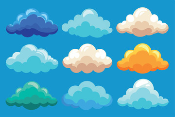 Cloud set and various type illustration