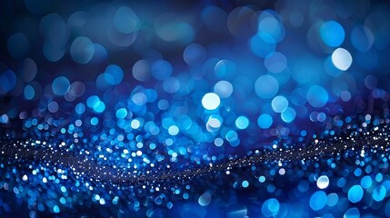 Bokeh background with sapphire glow. Unfocused royal blue glow. Crystal drops and sequins wallpaper. Holiday texture confetti wallpaper.