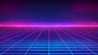 © Lushie Studios - 80s background grid with neon light and glow effect