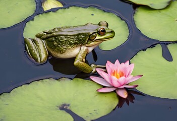 Sticker - frog in the pond