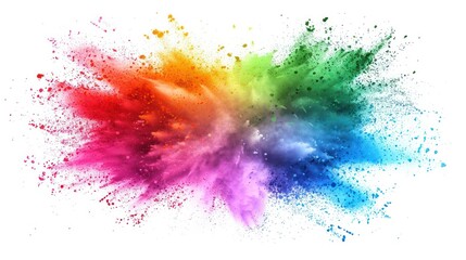 Sticker - Multicolored Powder Explosion on White Background