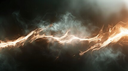 Wall Mural -   fire and smoke on black background with bright light ending it