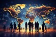 © alexx_60 - International Communication. Silhouettes of People on World Map Background