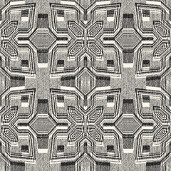 Poster - Monochrome Grain Kaleidoscope Check Pattern
