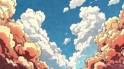 Poster -   Blue sky with white clouds