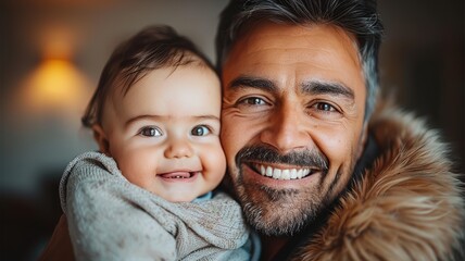 Wall Mural - Happy father and son