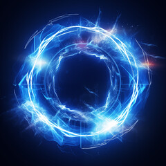 Electro technology lighting effect energy circle on black background