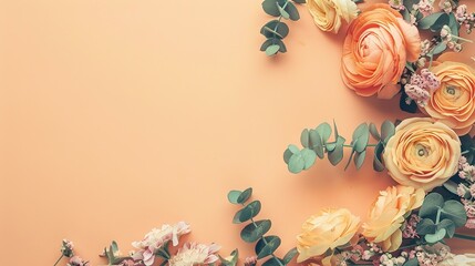 Canvas Print - Floral Arrangement on Peach Background