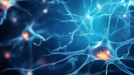 Wall Mural - neuron cells neural network under microscope neuro research science brain signal information transfe