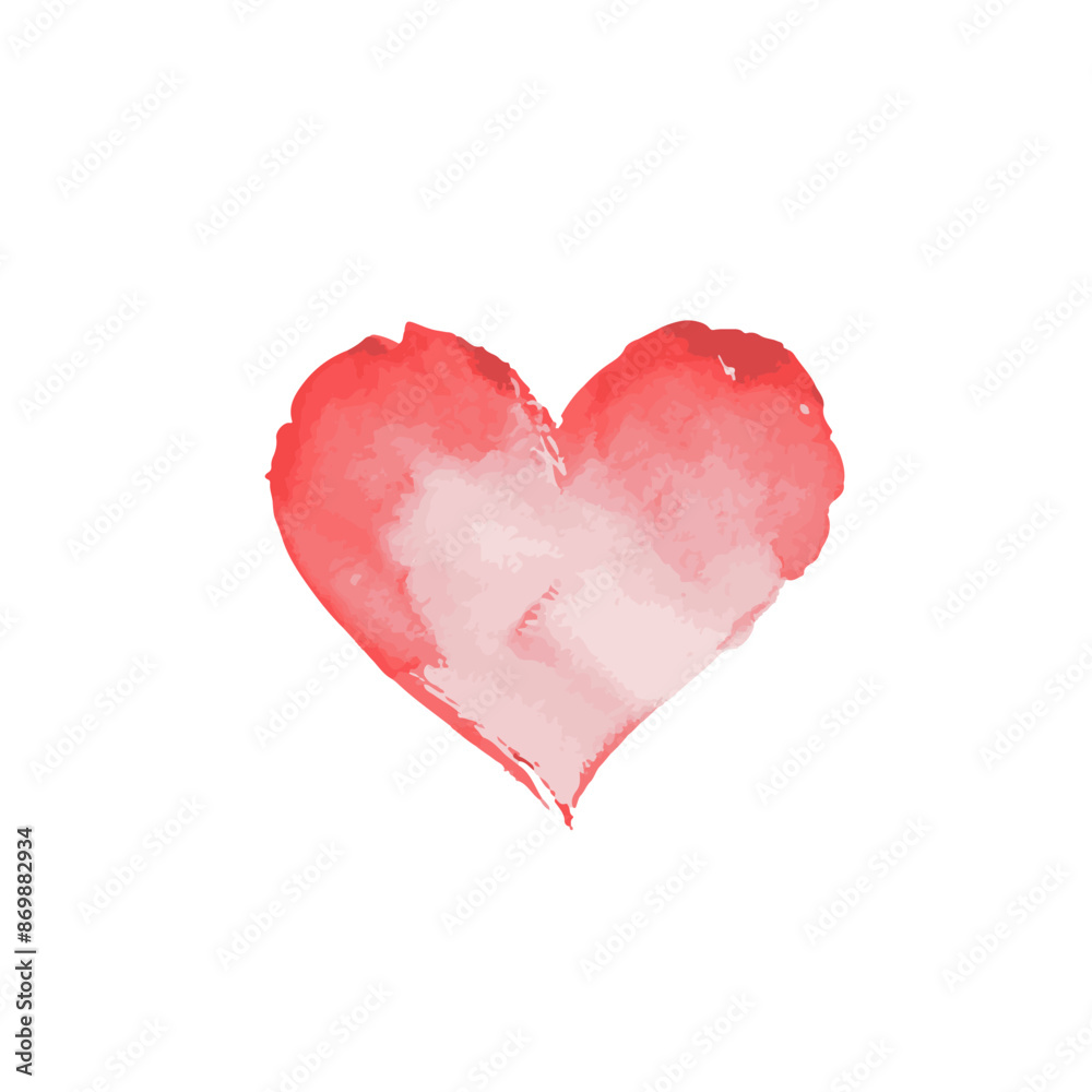 Watercolor heart shape, love symbol simple design Stock Vector | Adobe ...