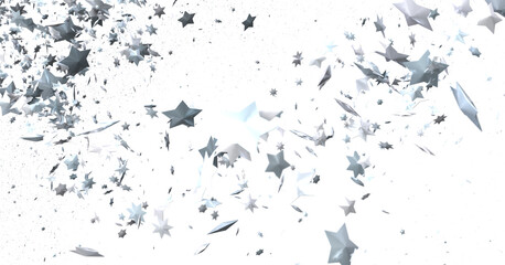 Wall Mural - Stellar Christmas Drift: Radiant 3D Illustration Showcasing Descending Holiday Stars in Motion