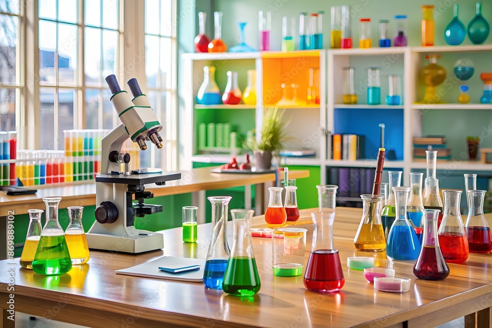 Colorful science fair projects in various stages of preparation ...