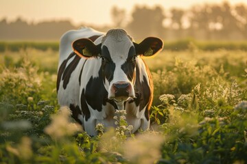 Wall Mural - Holstein in Irrigated Land, calmness, Comport, High Angle View,Full body view