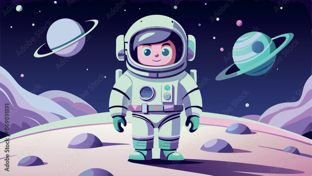 Vector illustration of an astronaut on a distant planet Stock Vector ...